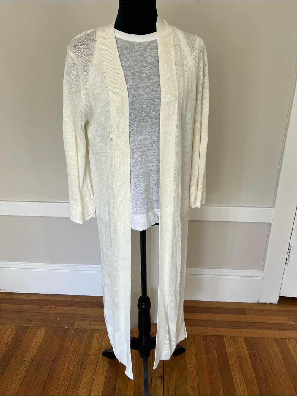 Banana Republic Light Cream Long Line Open-Front Women’s Cardigan Sweater Sz XS